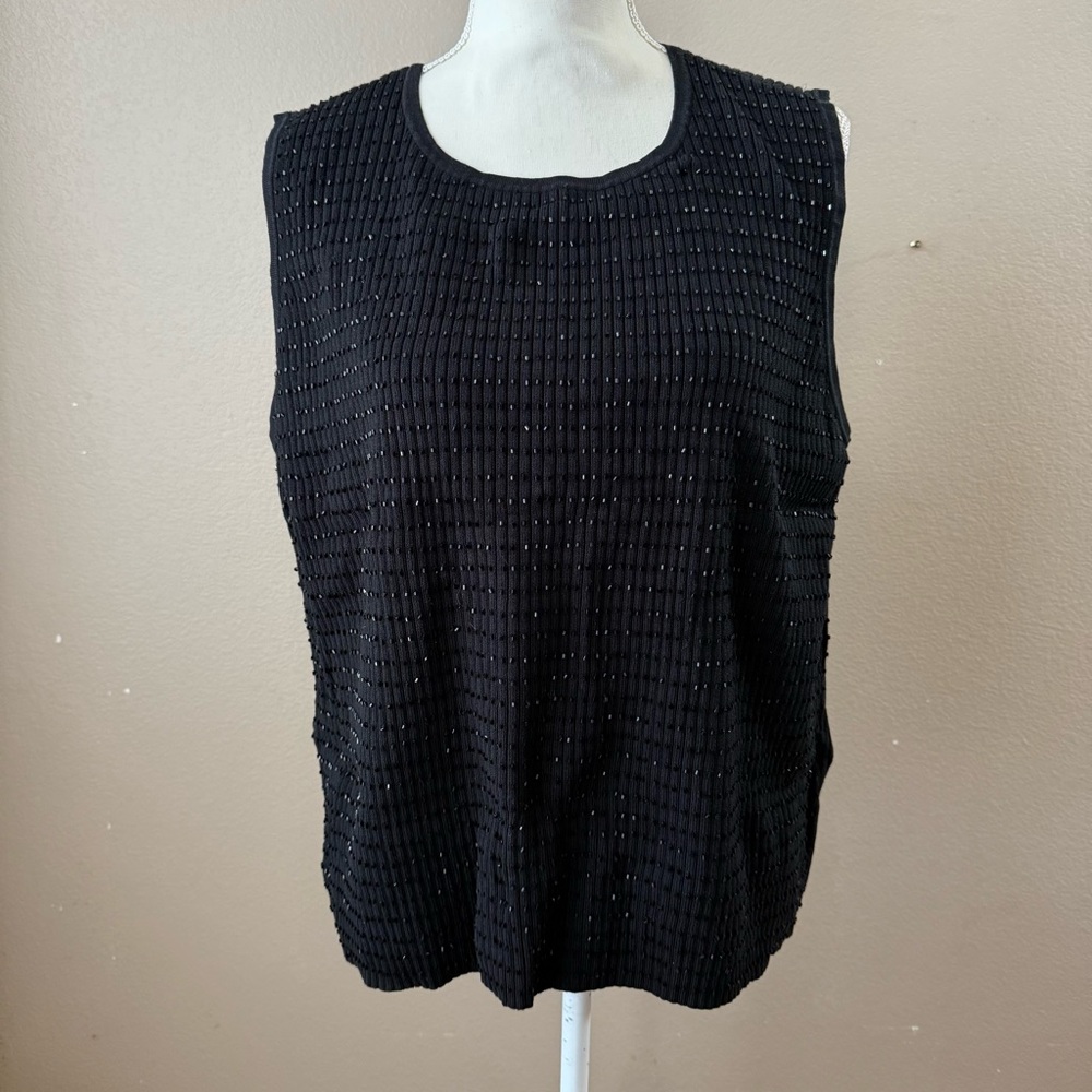 Kate Hill black beaded sleeveless top size 3X